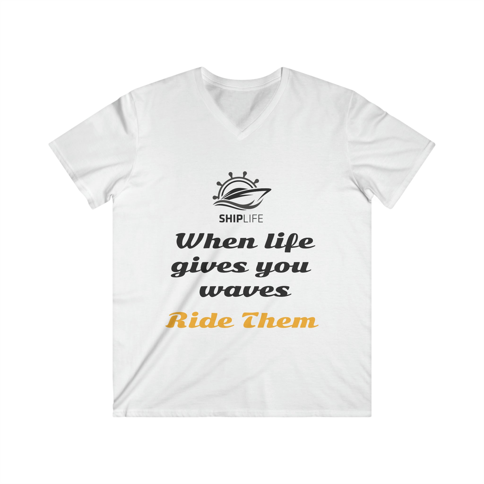 Men's Fitted V-Neck Tshirt - LIFE WAVES