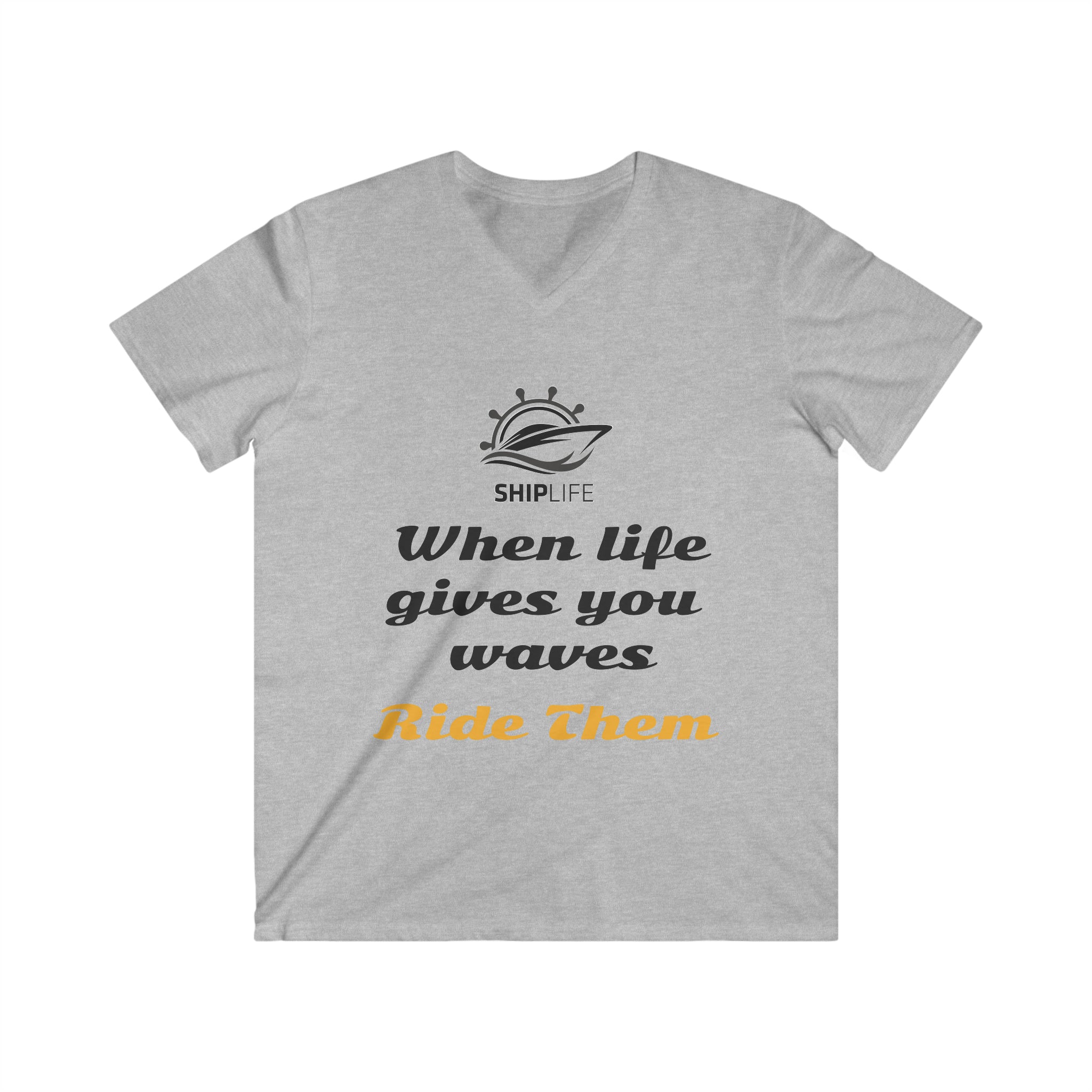 Men's Fitted V-Neck Tshirt - LIFE WAVES