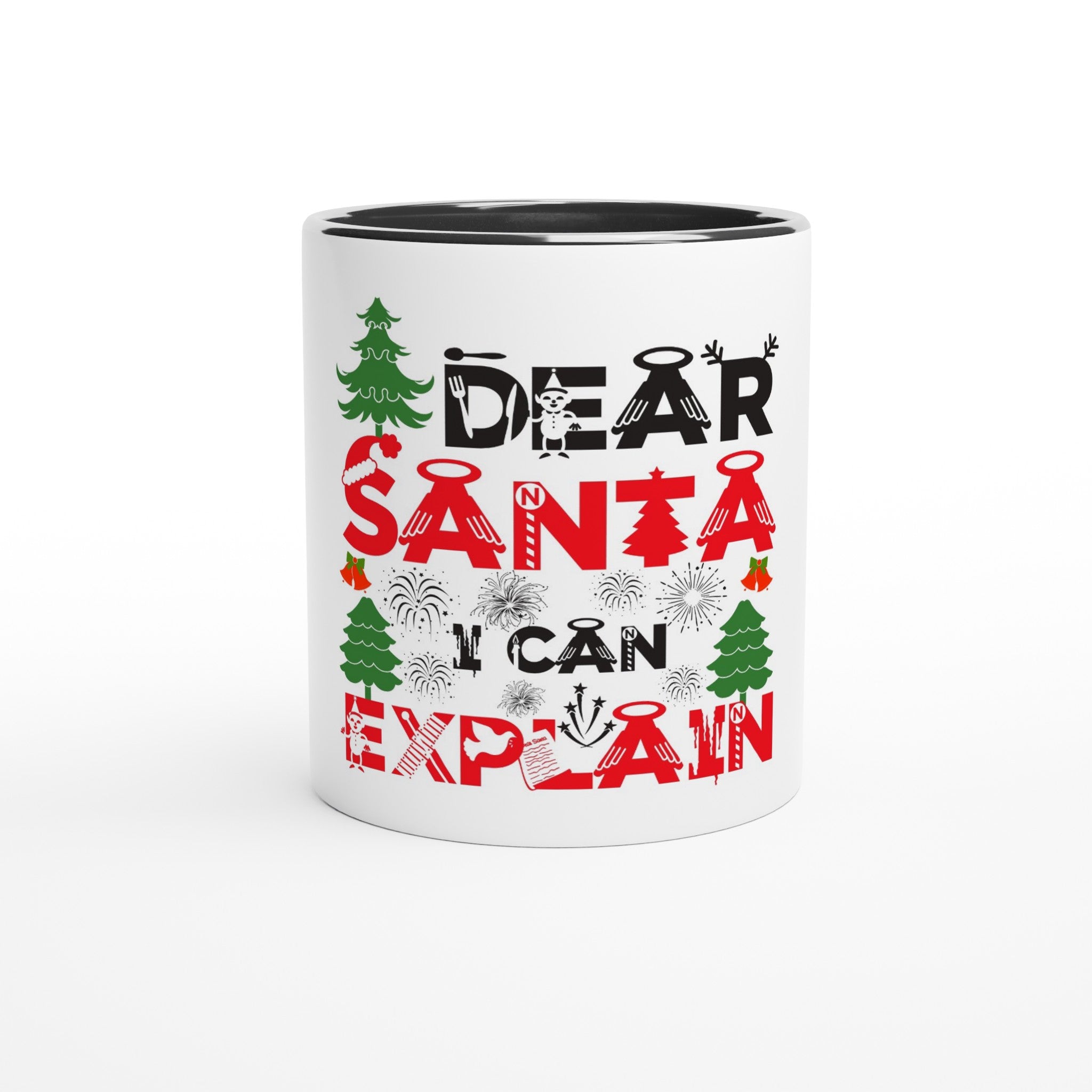 White 11oz Ceramic Mug with Color Inside - Dear Santa