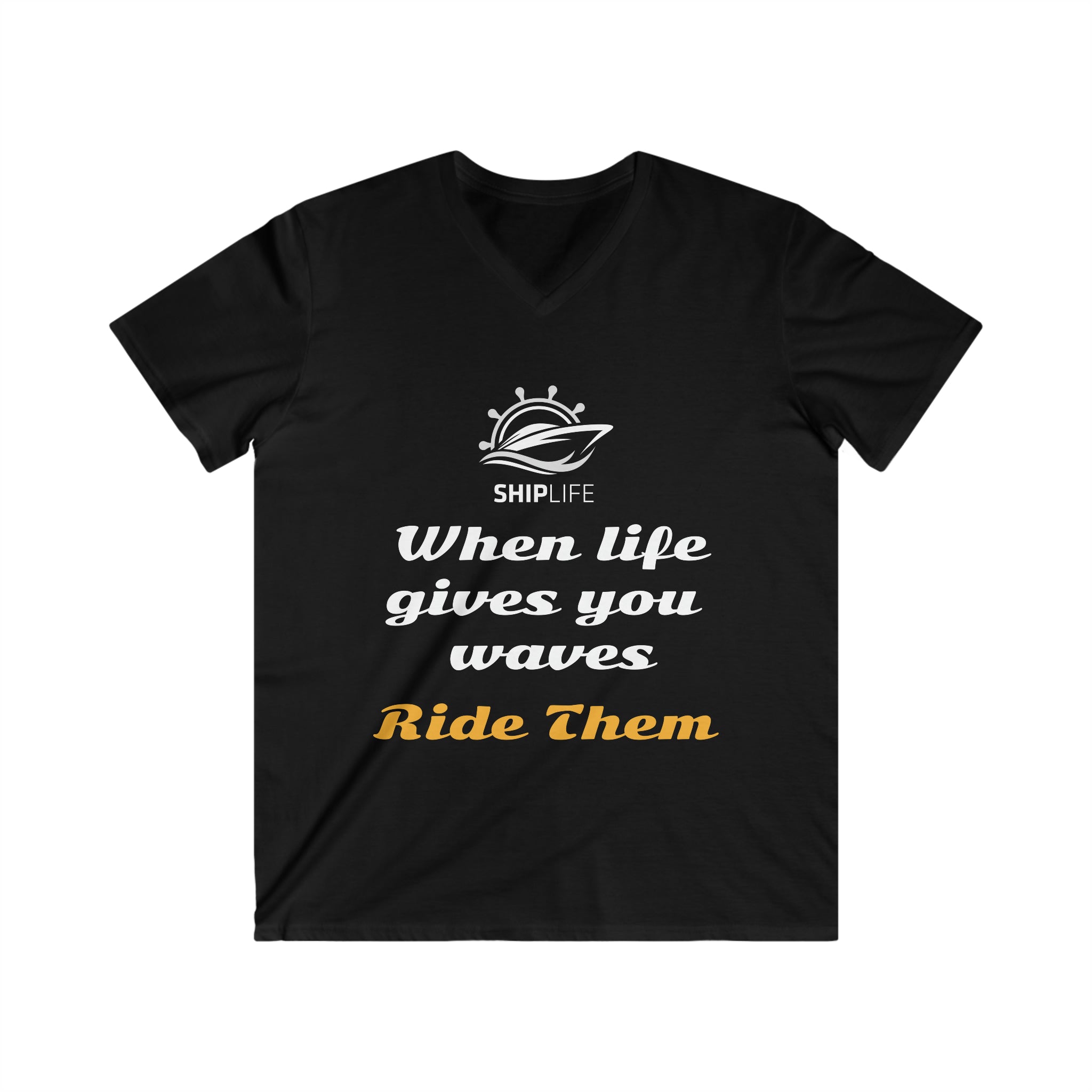 Men's Fitted V-Neck Tshirt - LIFE WAVES