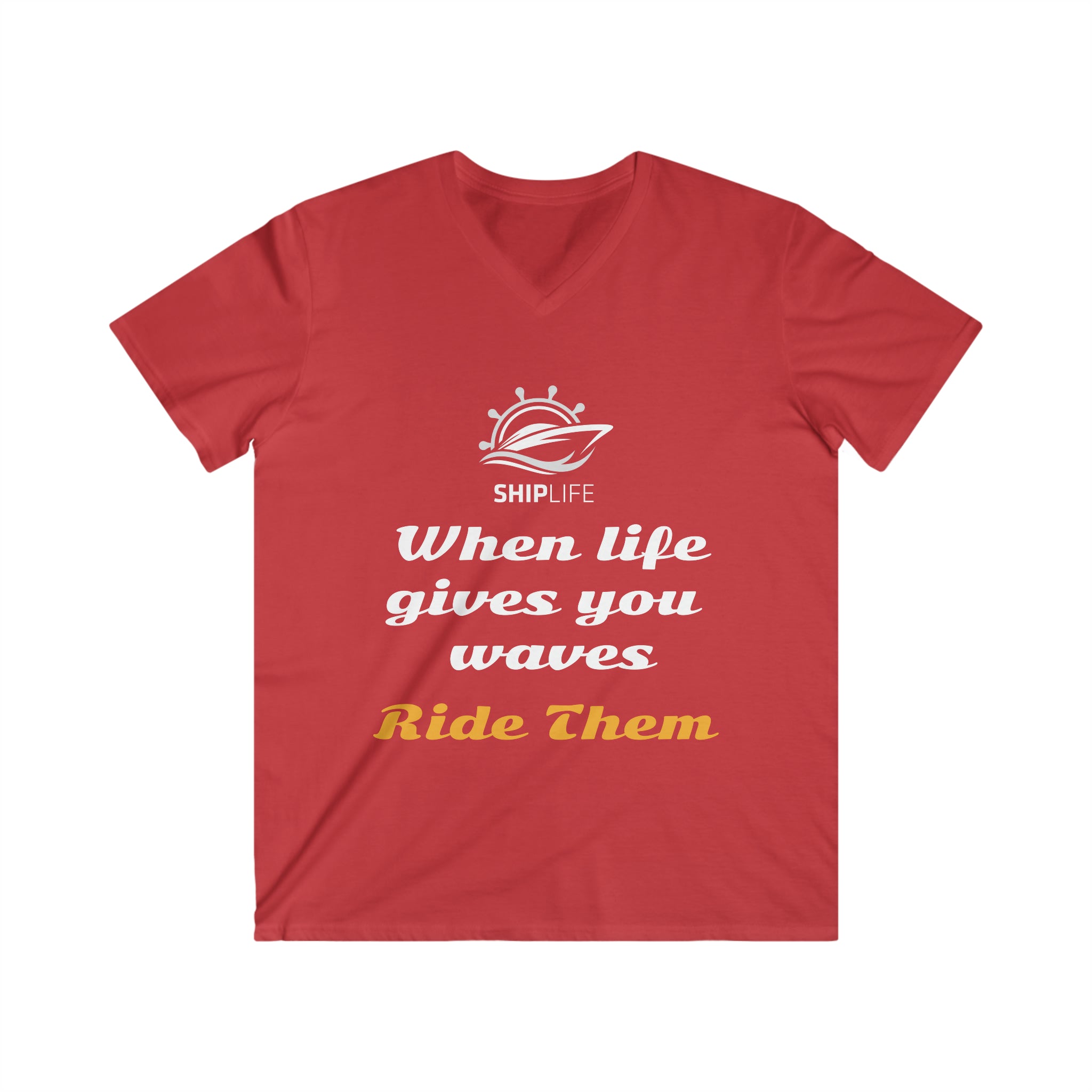 Men's Fitted V-Neck Tshirt - LIFE WAVES