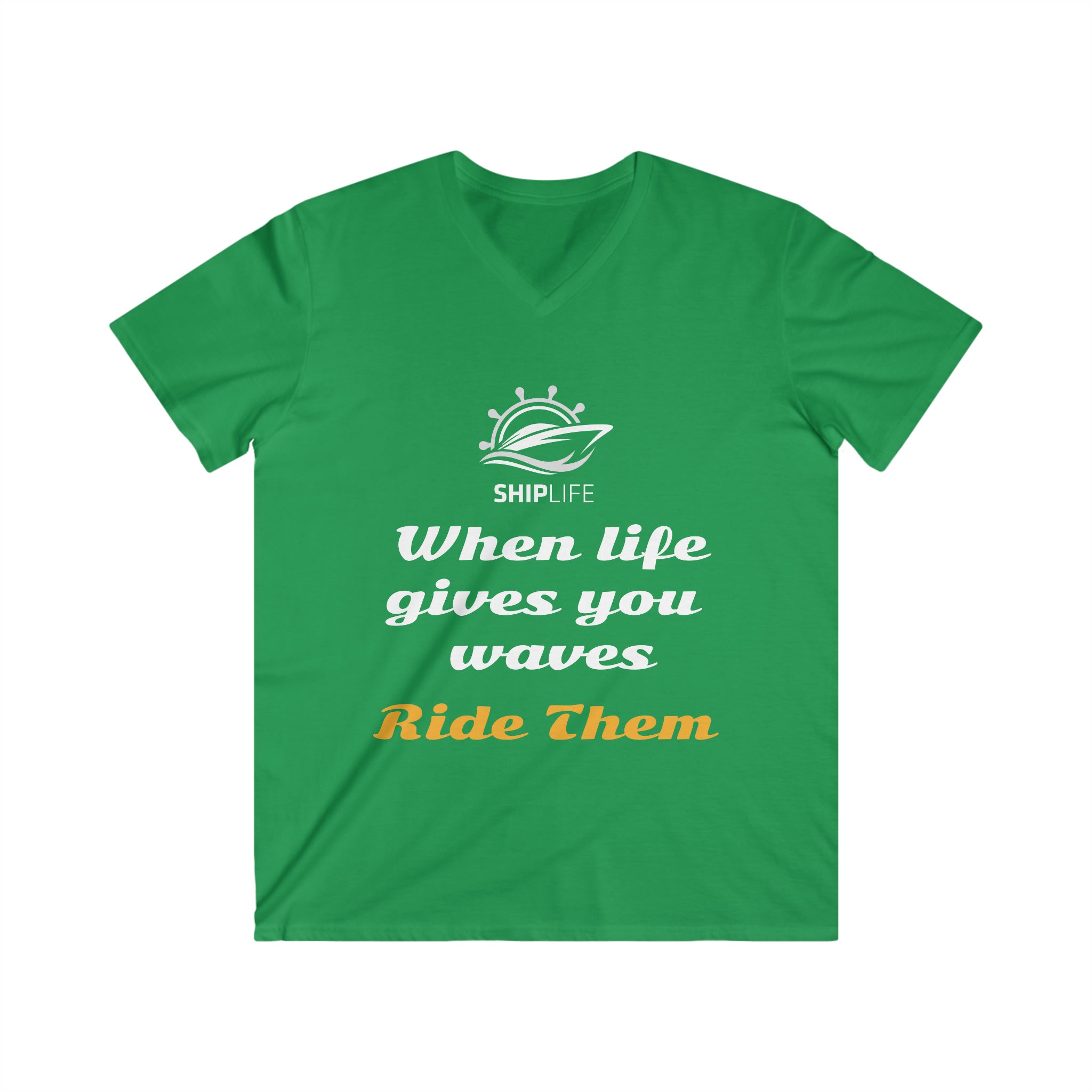 Men's Fitted V-Neck Tshirt - LIFE WAVES