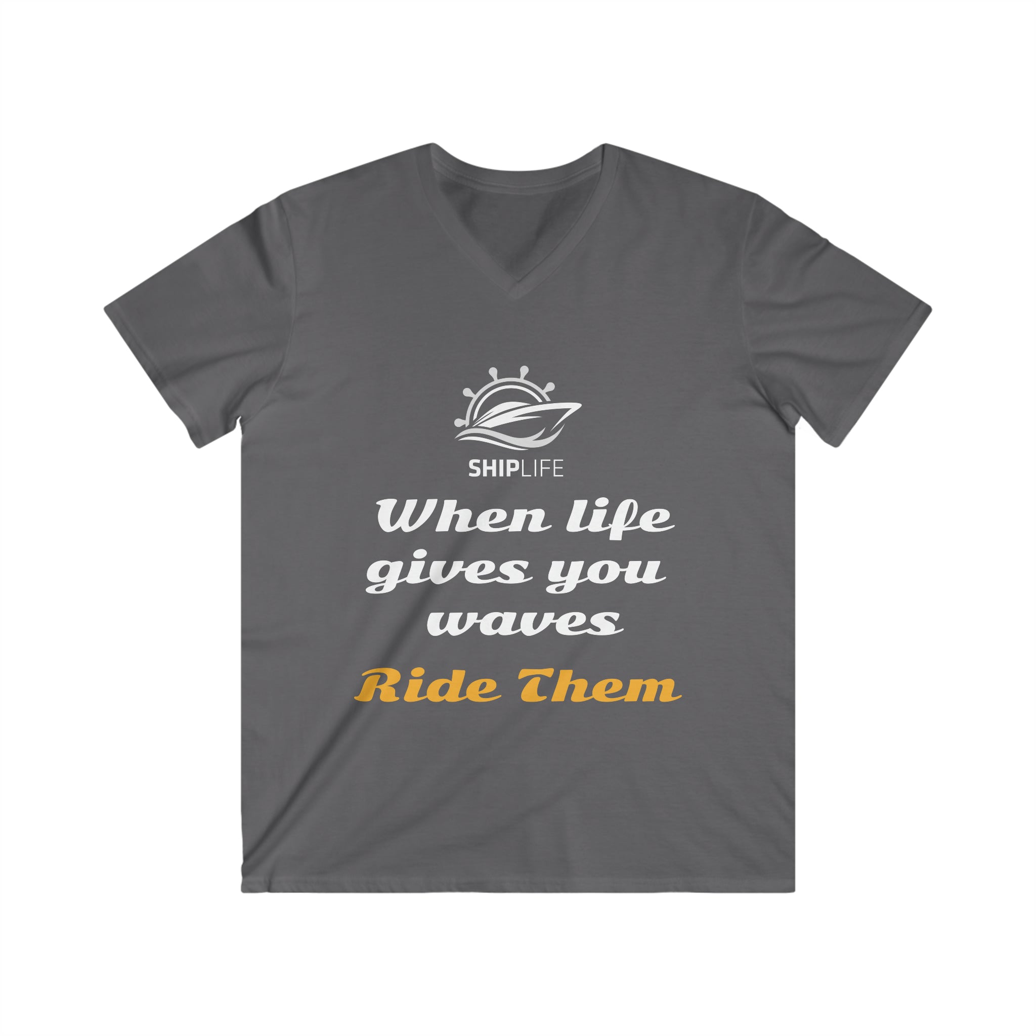 Men's Fitted V-Neck Tshirt - LIFE WAVES