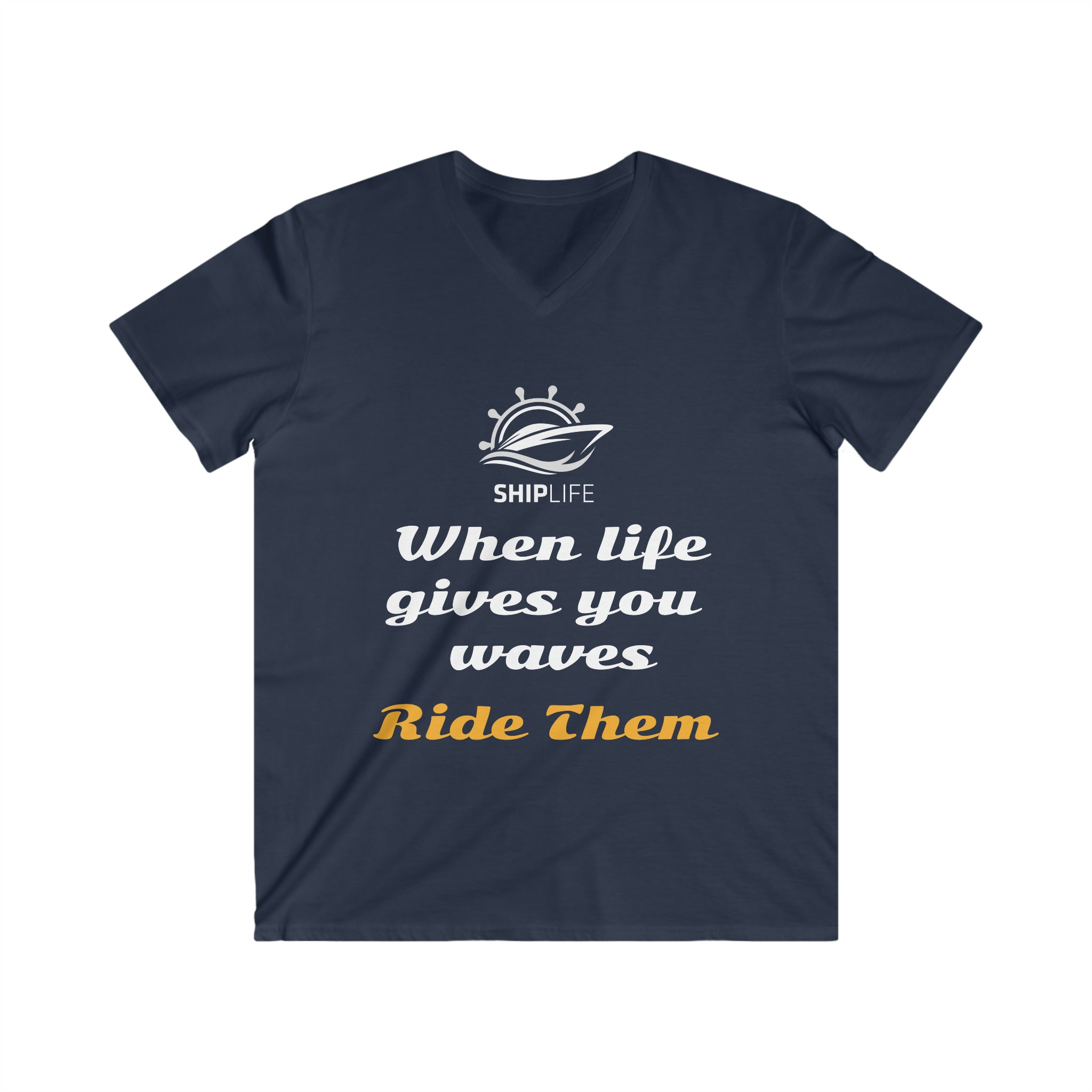 Men's Fitted V-Neck Tshirt - LIFE WAVES