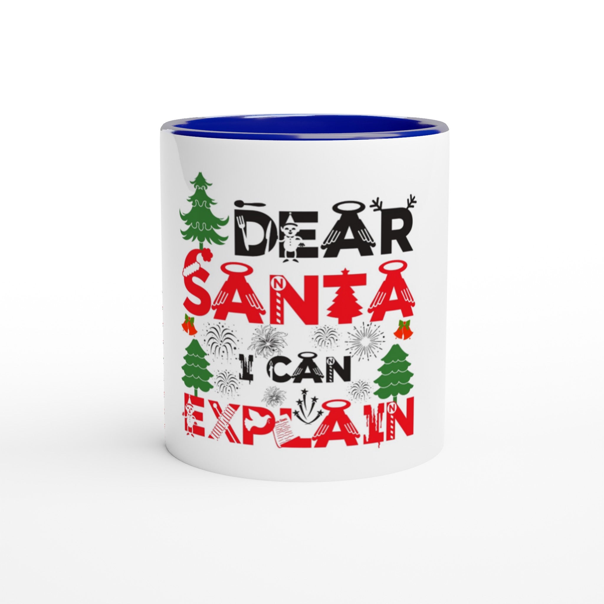 White 11oz Ceramic Mug with Color Inside - Dear Santa