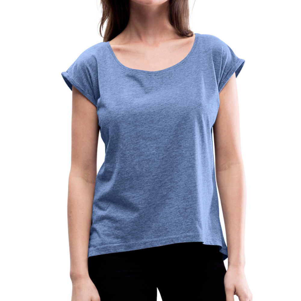 Women’s T-Shirt with rolled up sleeves - heather denim