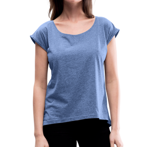 Women’s T-Shirt with rolled up sleeves - heather denim