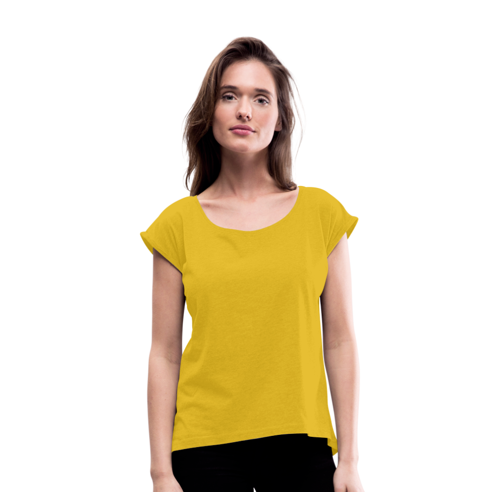 Women’s T-Shirt with rolled up sleeves - mustard yellow