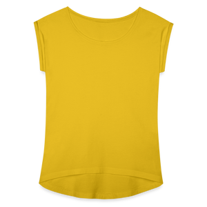 Women’s T-Shirt with rolled up sleeves - mustard yellow