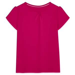 Girl’s T-Shirt with Ruffles | Spreadshirt 1271 - fuchsia