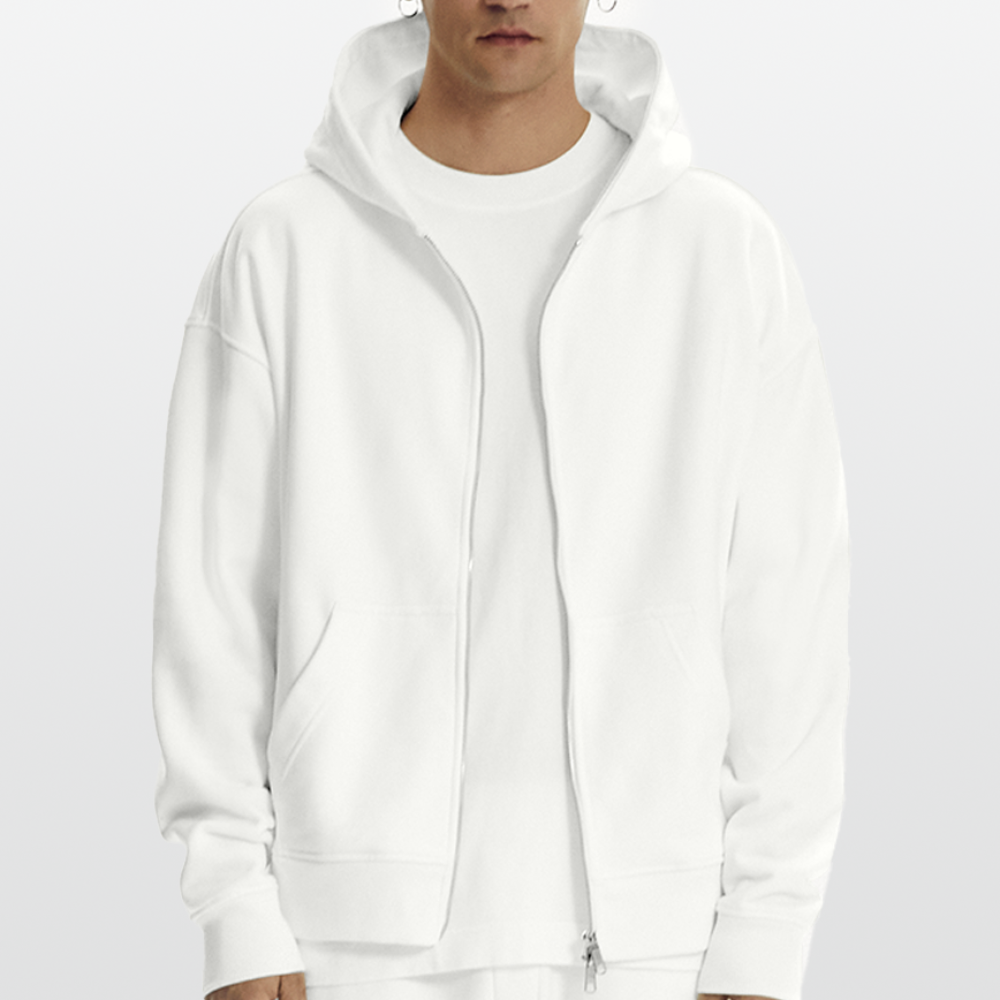 Heavyweight Oversized Organic Hooded Jacket Made in EU - OFF WHITE