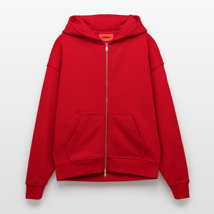 Heavyweight Oversized Organic Hooded Jacket Made in EU - red