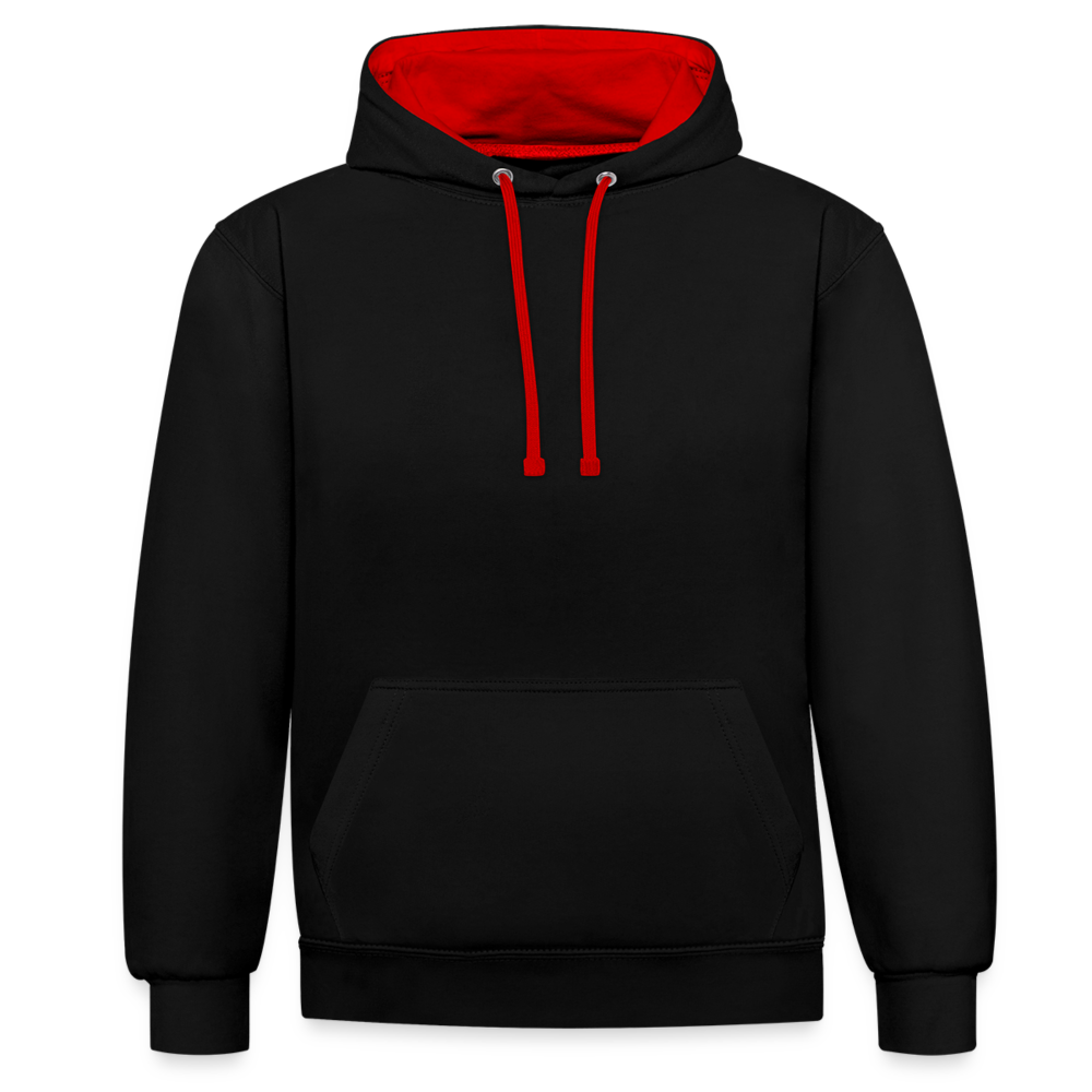 Contrast Colour Hoodie - black/red