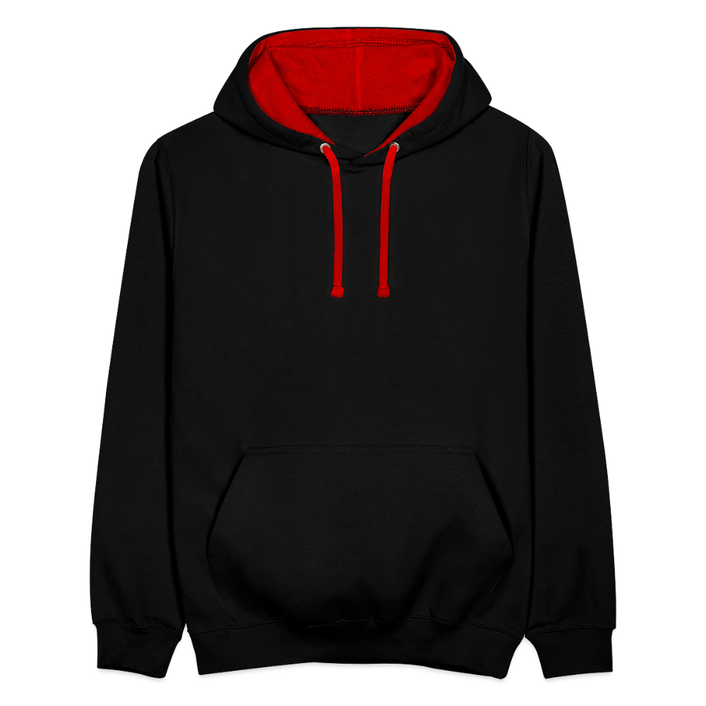 Contrast Colour Hoodie - black/red