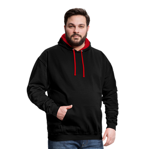 Contrast Colour Hoodie - black/red