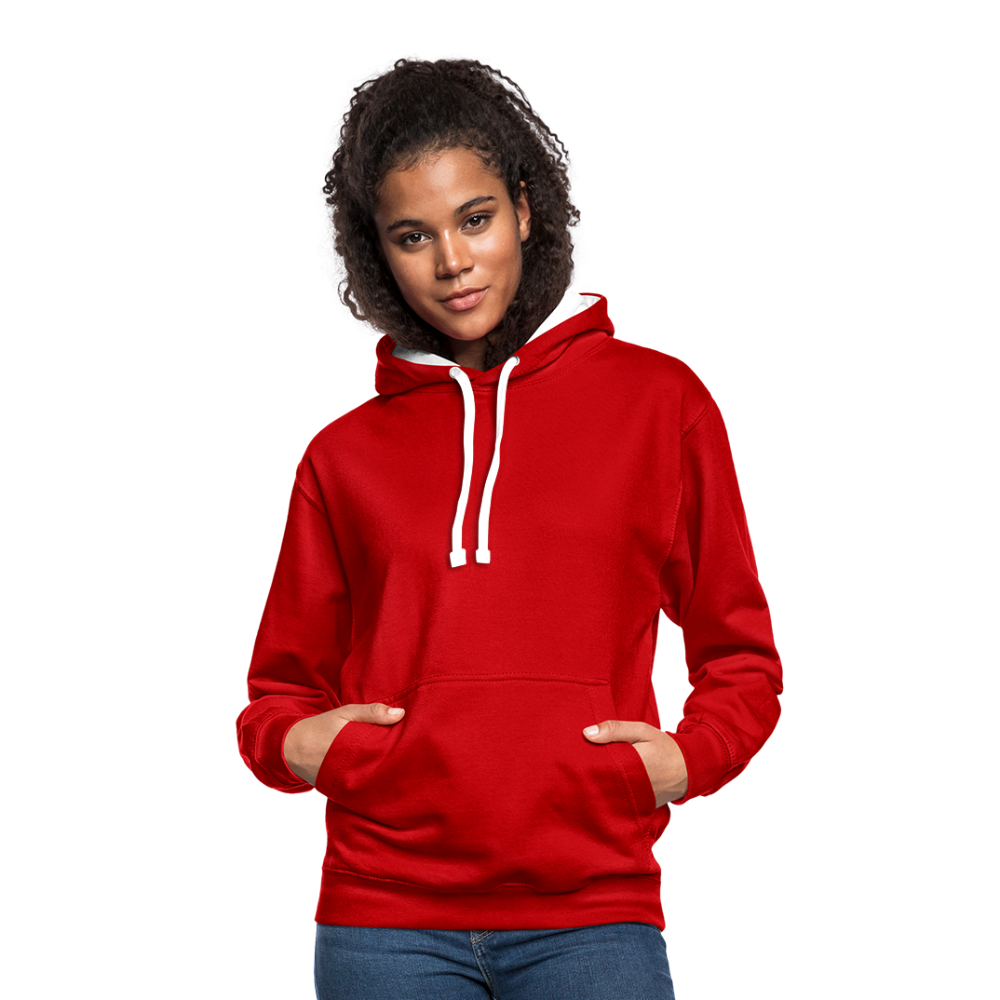 Contrast Colour Hoodie - red/white