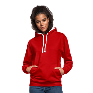 Contrast Colour Hoodie - red/white