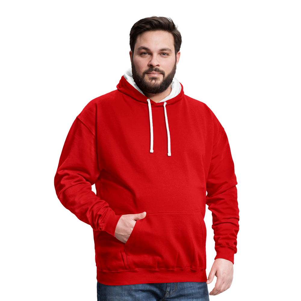 Contrast Colour Hoodie - red/white