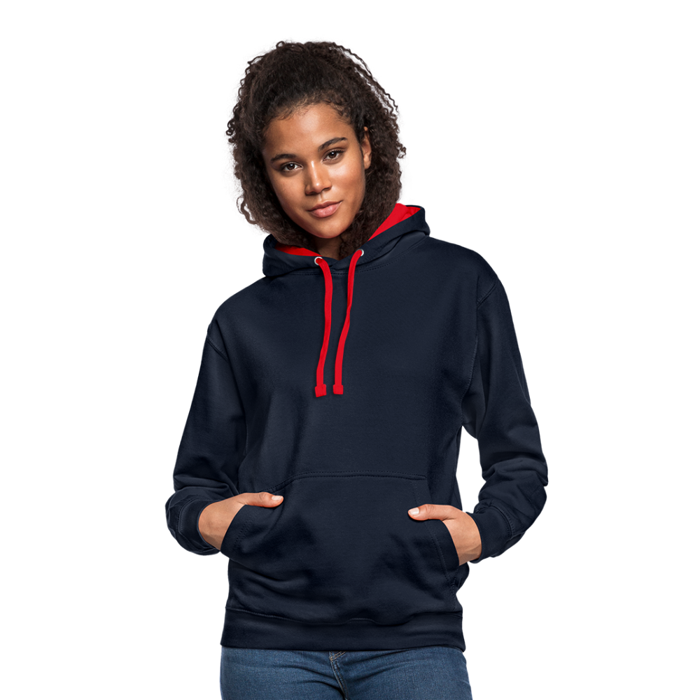 Contrast Colour Hoodie - navy/red