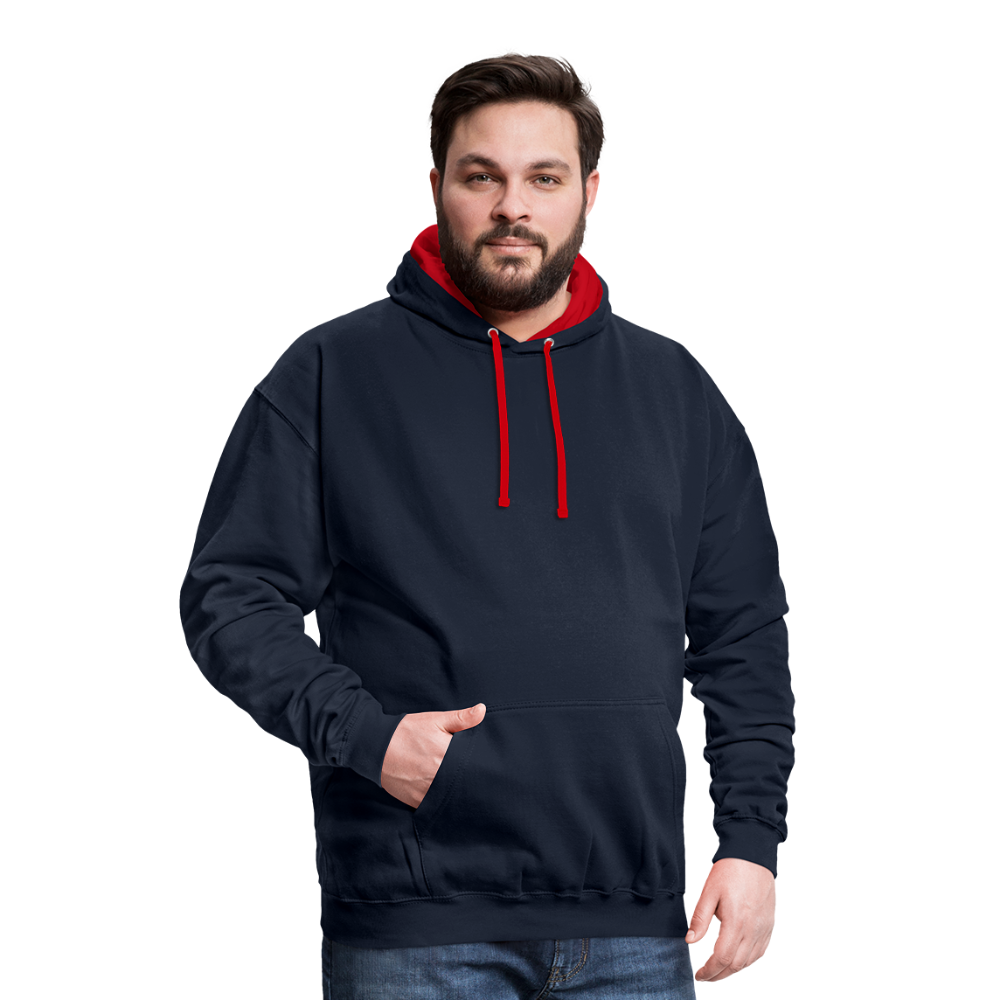 Contrast Colour Hoodie - navy/red