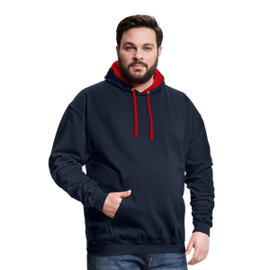 Contrast Colour Hoodie - navy/red