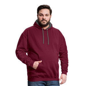 Contrast Colour Hoodie - burgundy/charcoal