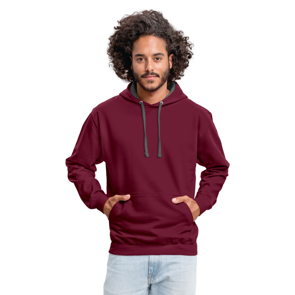 Contrast Colour Hoodie - burgundy/charcoal