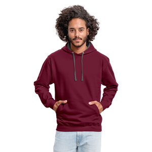 Contrast Colour Hoodie - burgundy/charcoal