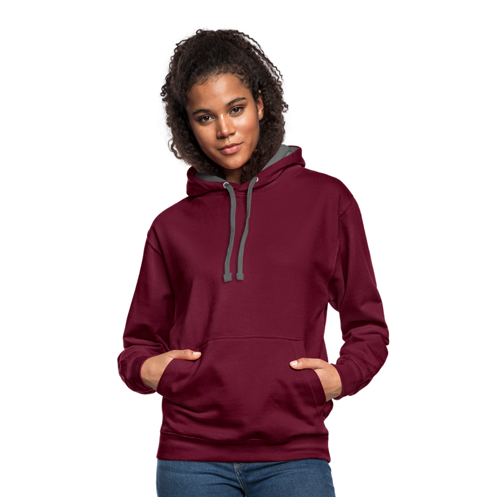 Contrast Colour Hoodie - burgundy/charcoal