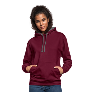 Contrast Colour Hoodie - burgundy/charcoal