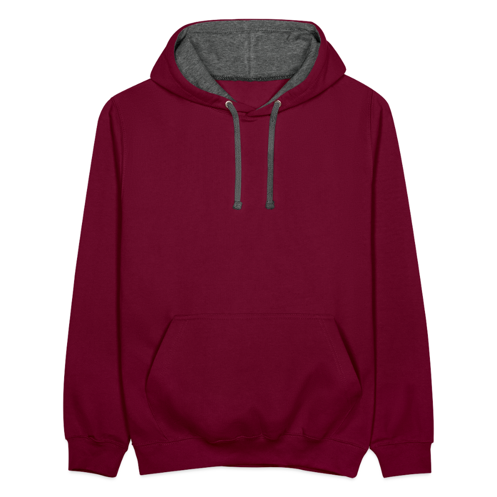 Contrast Colour Hoodie - burgundy/charcoal