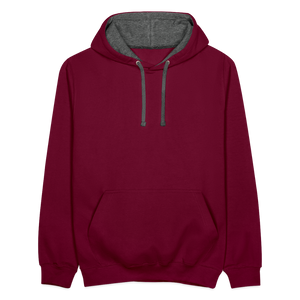 Contrast Colour Hoodie - burgundy/charcoal