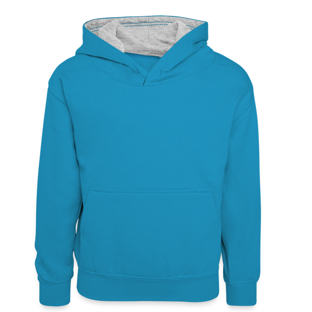 Teenager Contrast Hoodie - peacock blue/heather grey