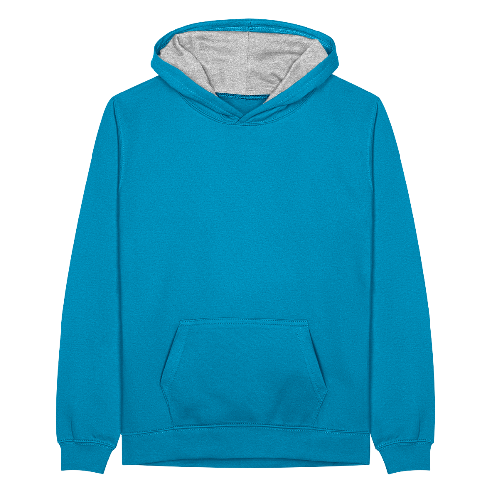 Teenager Contrast Hoodie - peacock blue/heather grey