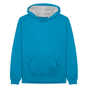 Teenager Contrast Hoodie - peacock blue/heather grey