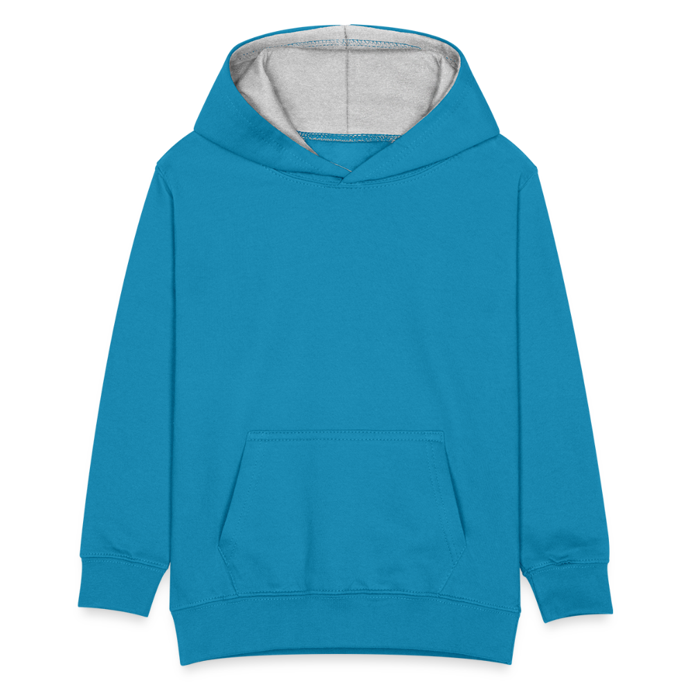 Kids’ Contrast Hoodie - peacock blue/heather grey