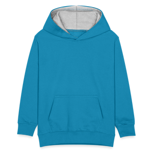 Kids’ Contrast Hoodie - peacock blue/heather grey