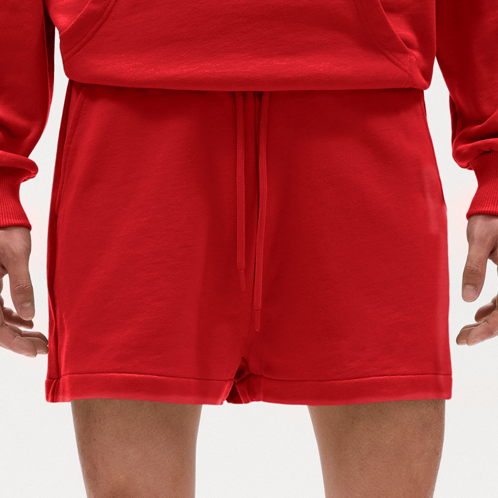 Organic Relaxed Cropped Shorts Made in EU - red