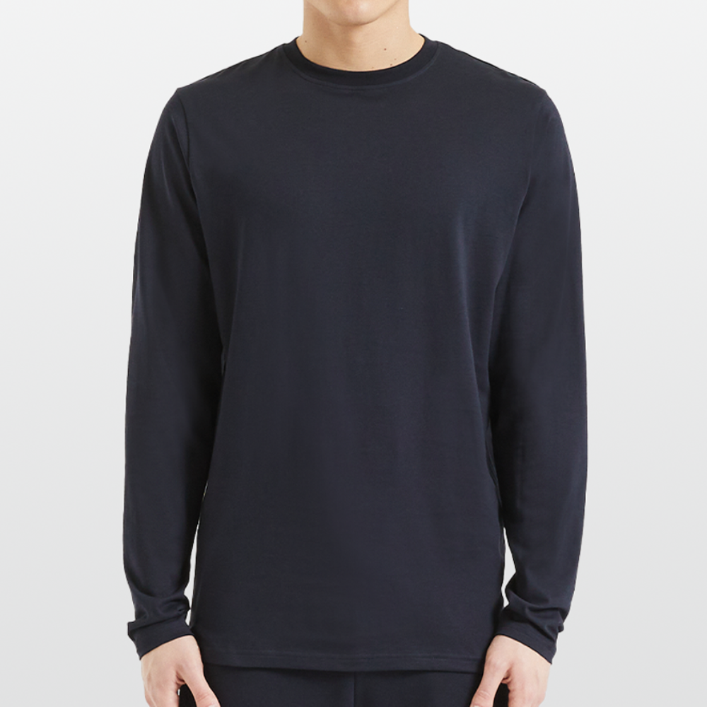 Organic Relaxed Longsleeve Shirt Made in EU - DARK NAVY