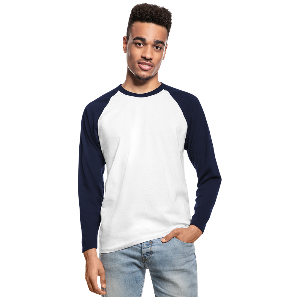 Men’s Long Sleeve Baseball T-Shirt - white/navy