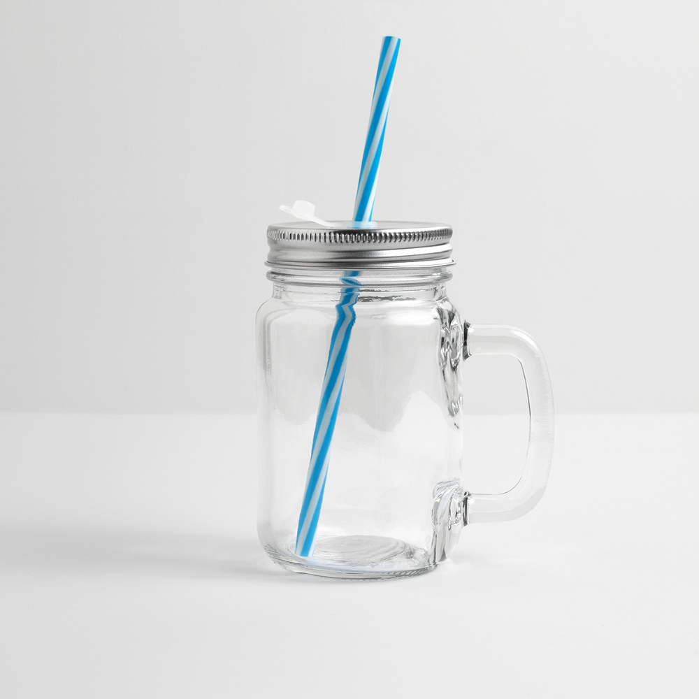 Glass jar with handle and screw cap - clear